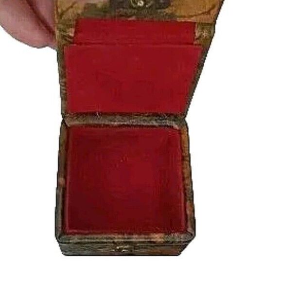 Egyptian Camel Leather Trinket Pill Jewelry Box Pharaoh Brown Cat Bastet 2.5" - Picture 3 of 9